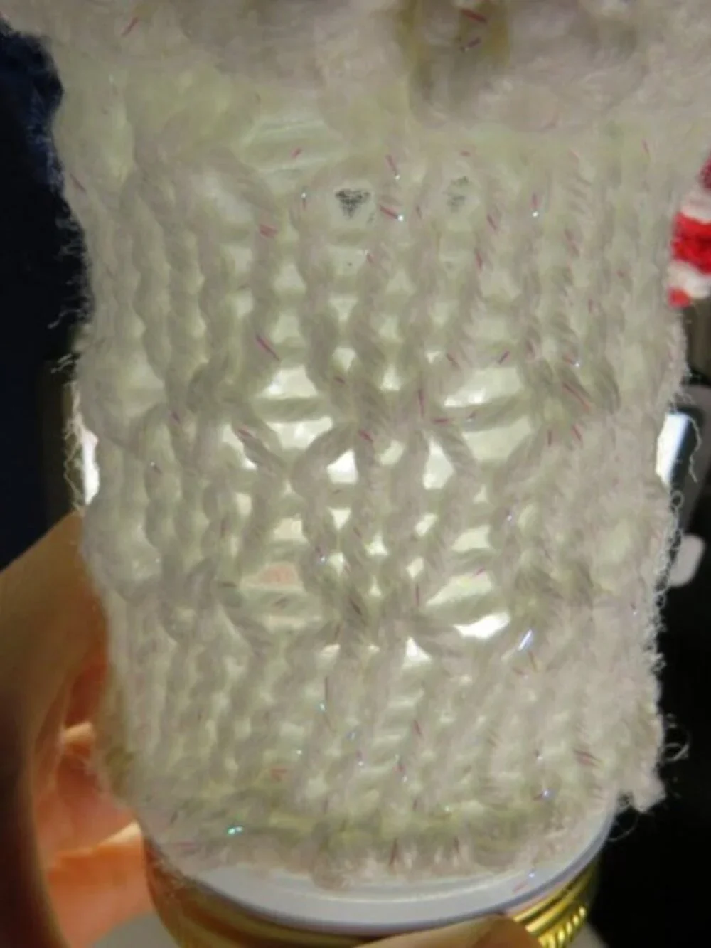 Handmade Patriotic Crochet Angel Basket Lighted Mason Jar Memorial Home Nursery